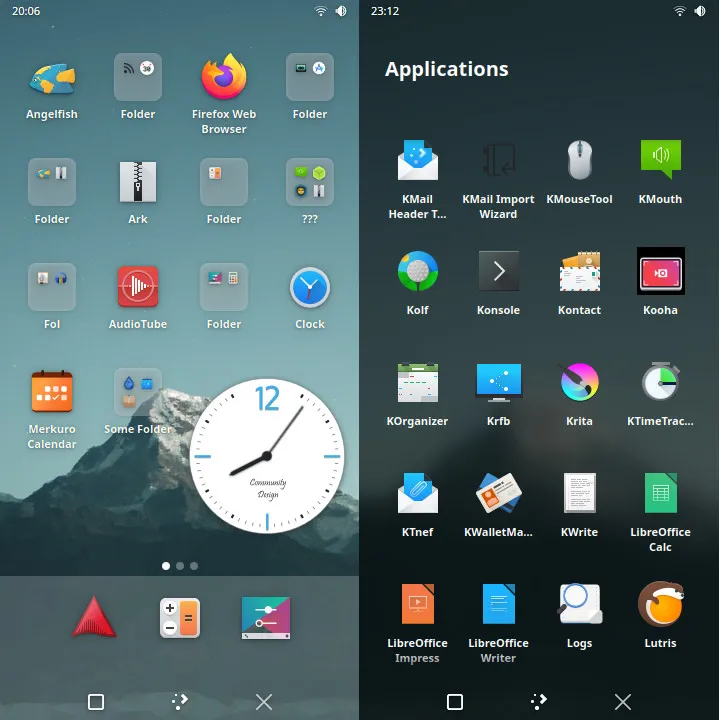 Environnement Plasma mobile (source : Phoronix)